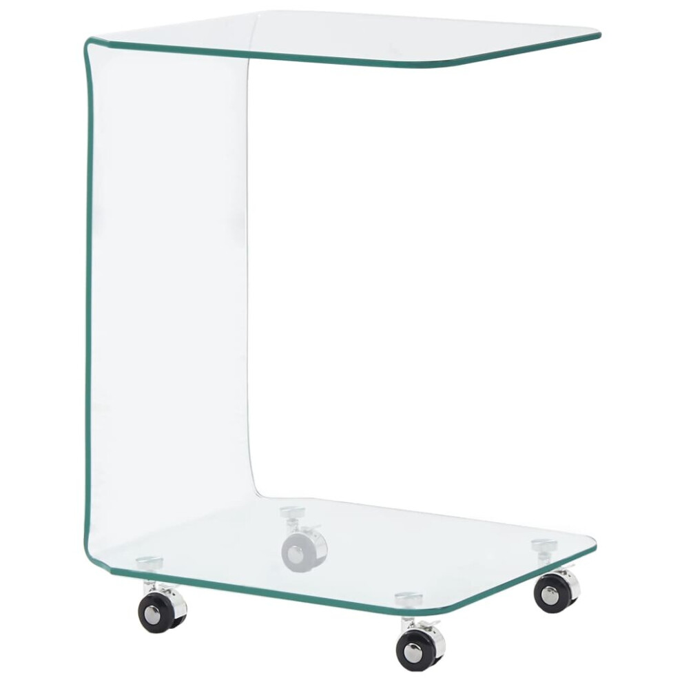 vidaXL Coffee Table with 4 Castors Tempered Glass Living Room Tea Side Stand