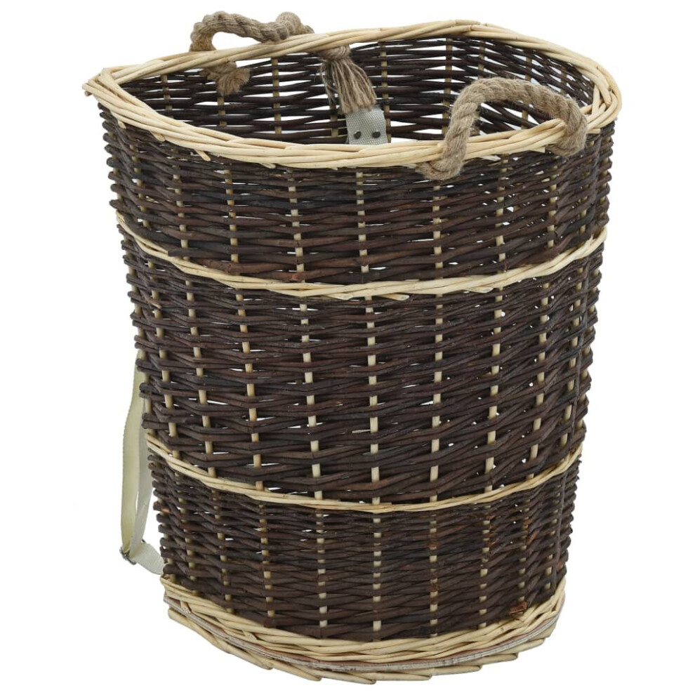 Vidaxl Firewood Backpack Carrying Belts 44.5X37x50cm Natural Willow Basket