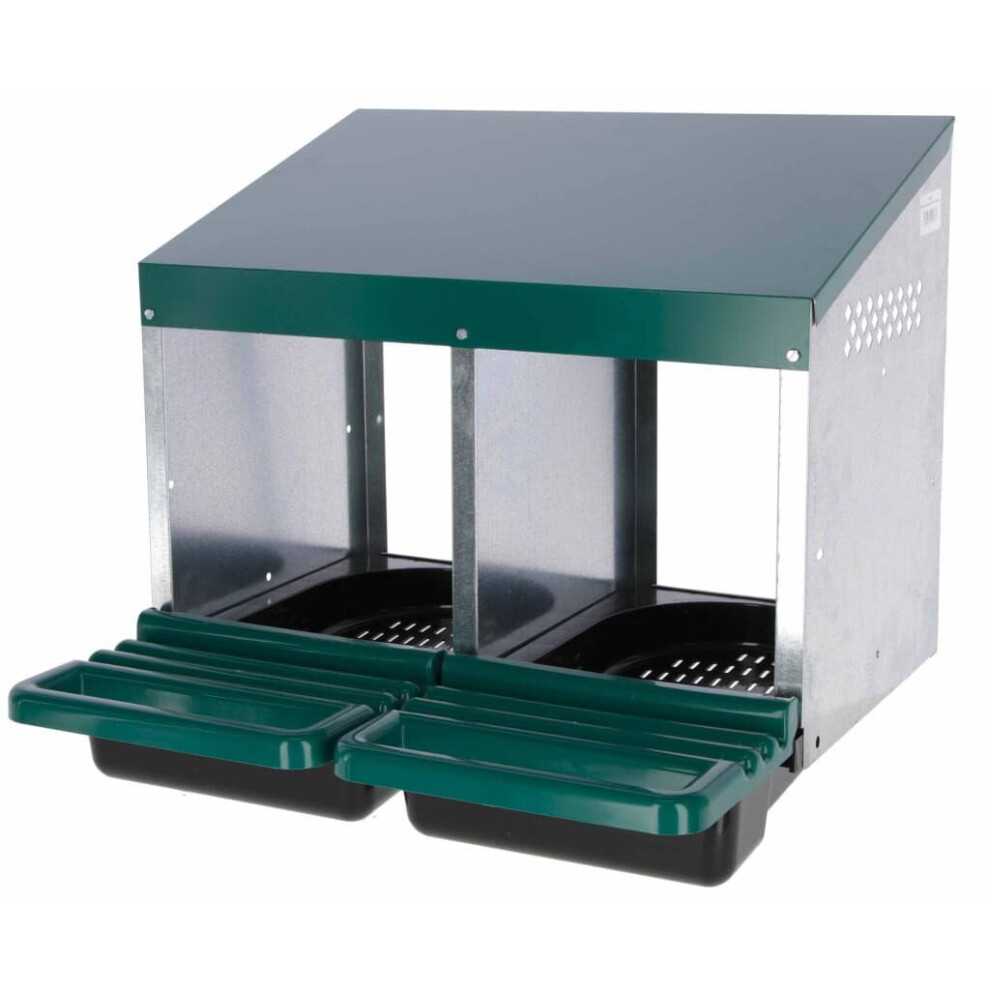 Kerbl Double Chicken Laying Nest 53x52x43.5cm Plastic Green Poultry Nestbox