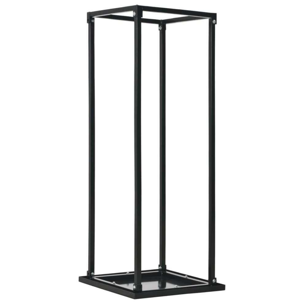 vidaXL Firewood Rack with Base Steel Black Firewood Organiser Firewood Stand