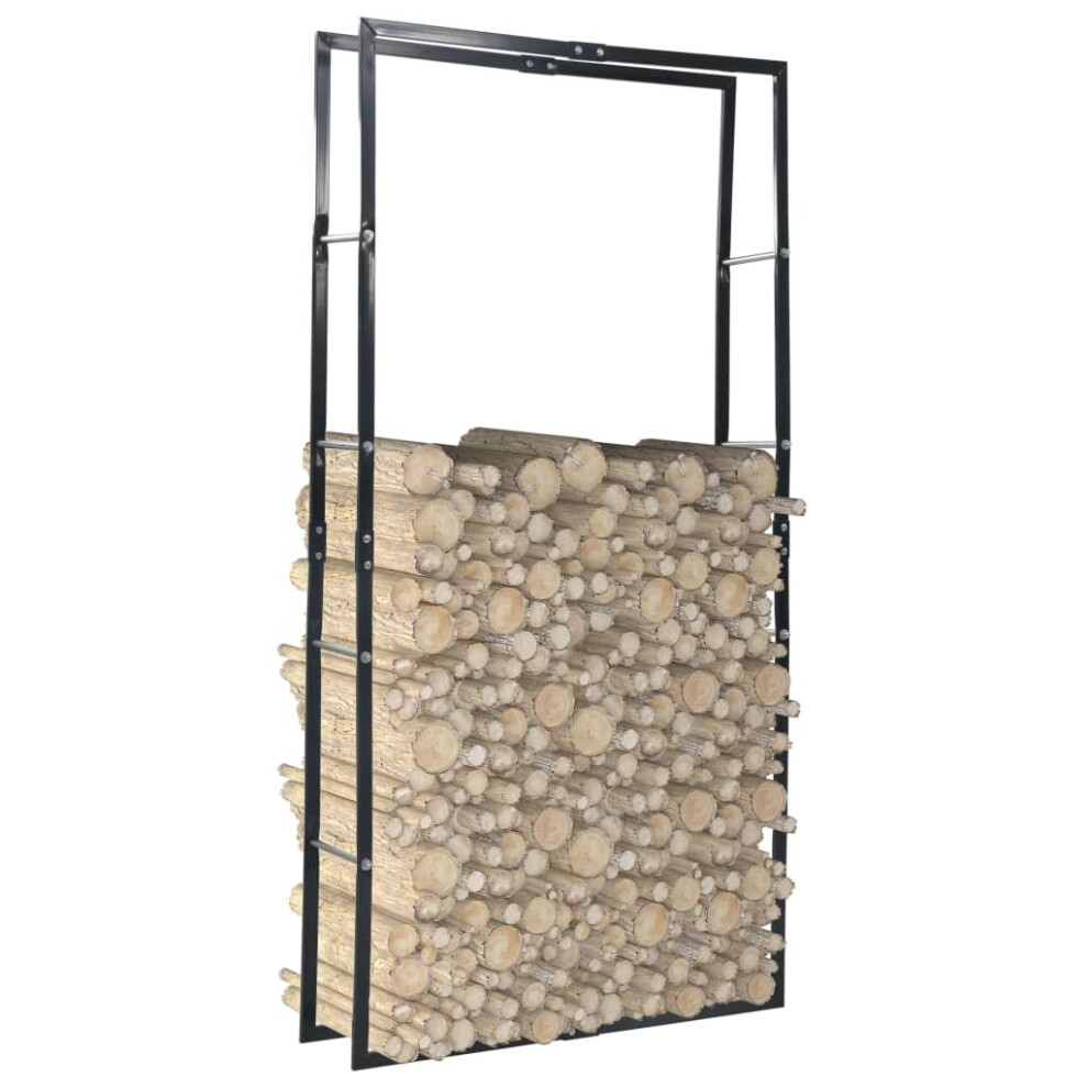 Vidaxl Firewood Rack Black Steel Log Holder Stand Stacker Organiser Carrier