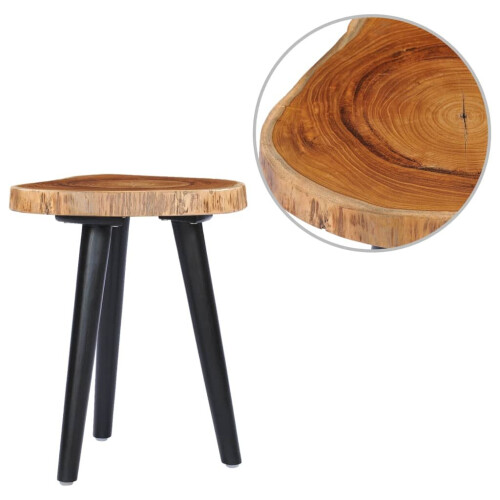 VidaXL vidaXL Solid Teak Wood Coffee Table Handmade Natural Colour Black Side Table