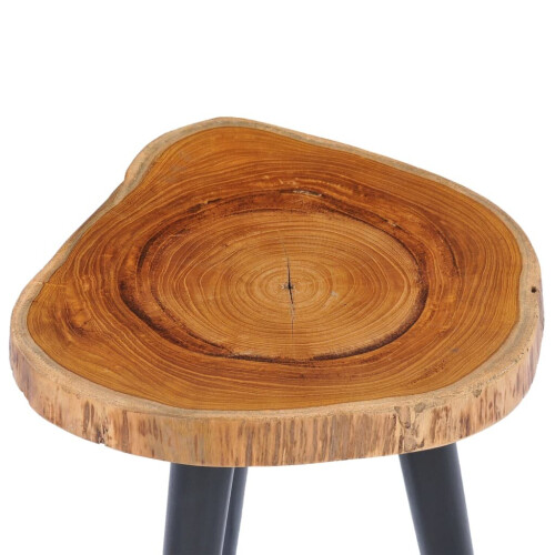 VidaXL vidaXL Solid Teak Wood Coffee Table Handmade Natural Colour Black Side Table 2