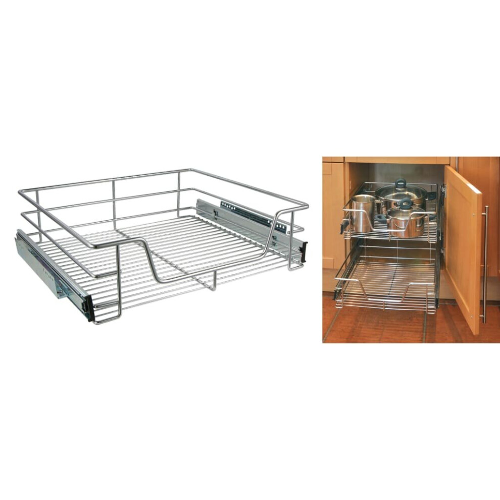 HI Telescopic Drawer Basket Pull-Out 60cm Stainless Steel Home Storage Basket