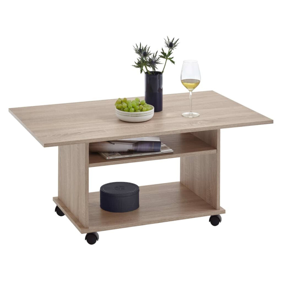 Vidaxl Fmd Coffee Table With Castors Oak Tree Home Decor Furniture Living Room Table