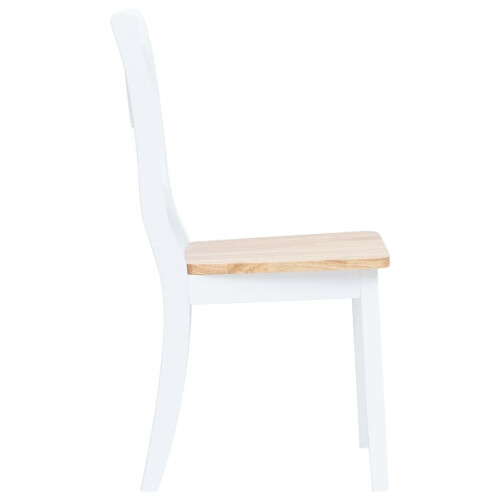 VidaXL vidaXL 6x Solid Rubber Wood Dining Chairs White and Light Wood Kitchen Seating 2