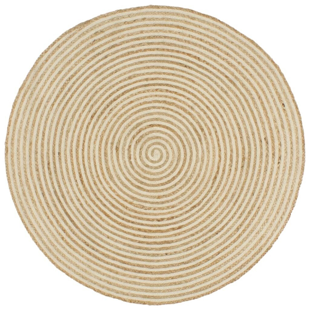 vidaXL Handmade Rug Jute with Spiral Design White 90cm Home Floor Carpet Mat