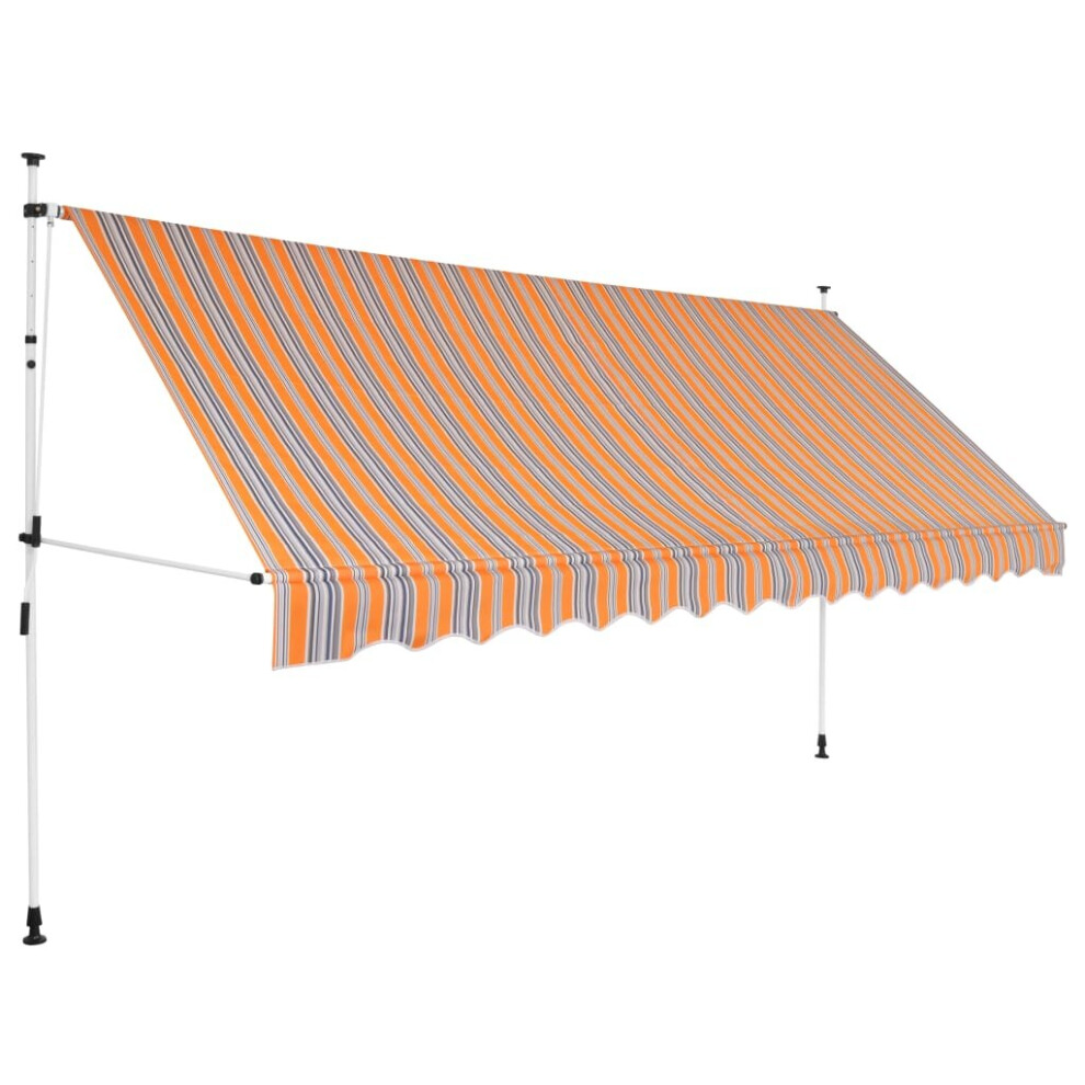 vidaXL Manual Retractable Awning 350cm Yellow and Blue Stripes Window Canopy