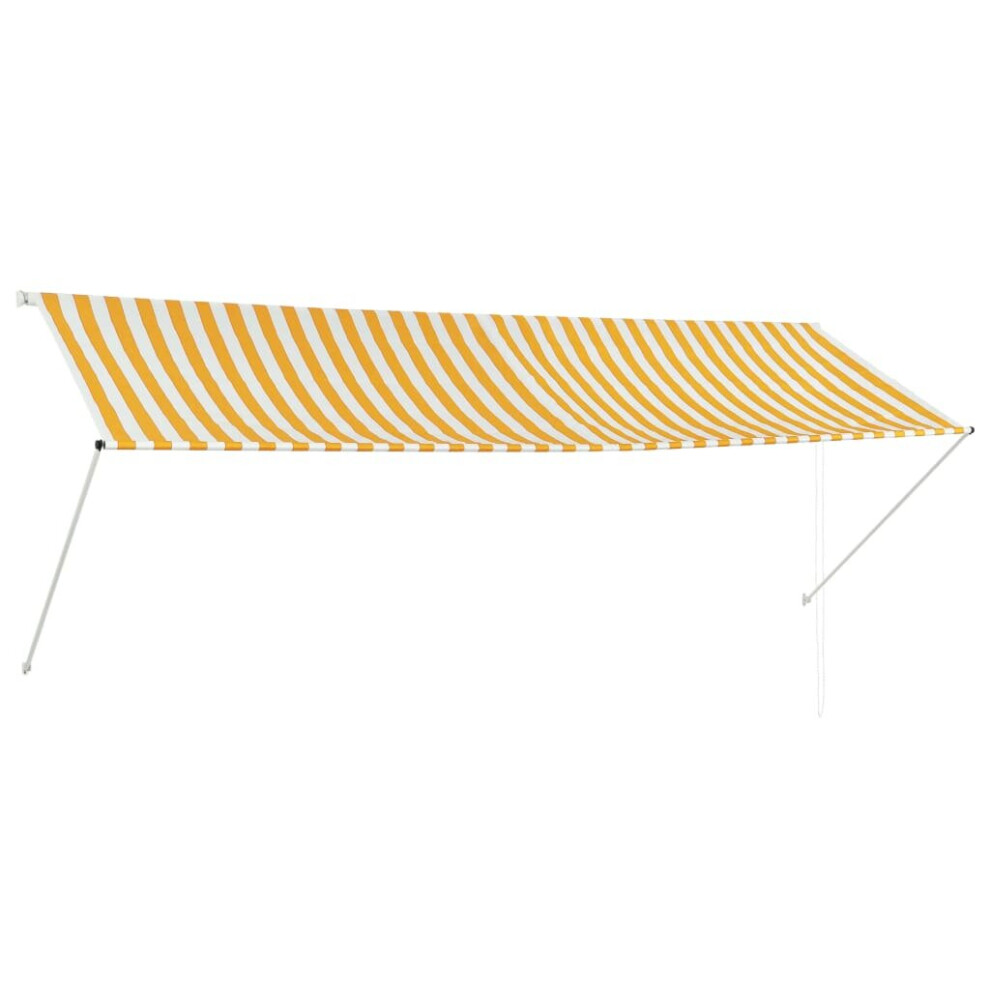 vidaXL Retractable Awning 350x150cm Yellow and White Window Canopy Sun Screen