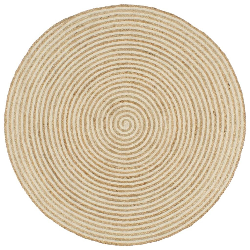 Vidaxl Handmade Rug Jute With Spiral Design White 120Cm Home Floor Carpet Mat