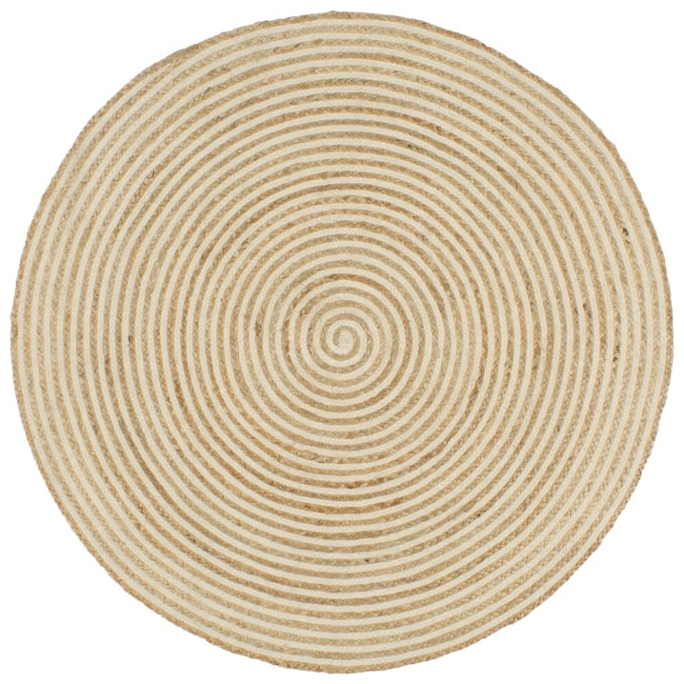 vidaXL Handmade Rug Jute with Spiral Design White 120cm Home Floor Carpet Mat