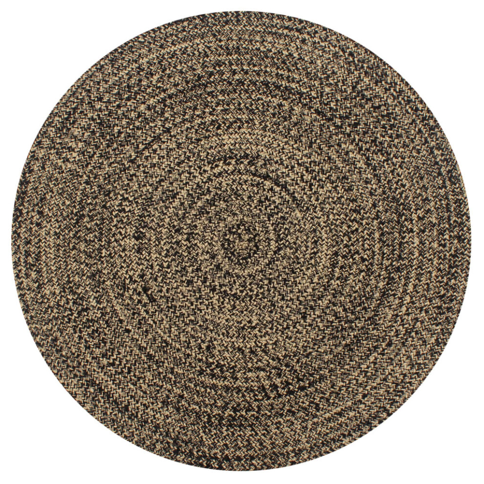 Vidaxl Handmade Rug Jute And Natural 120Cm Room Flooring Area Carpet Mat Black