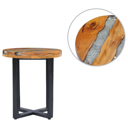 VidaXL vidaXL Solid Teak Wood and Polyresin Coffee Table Home Couch Side End Table