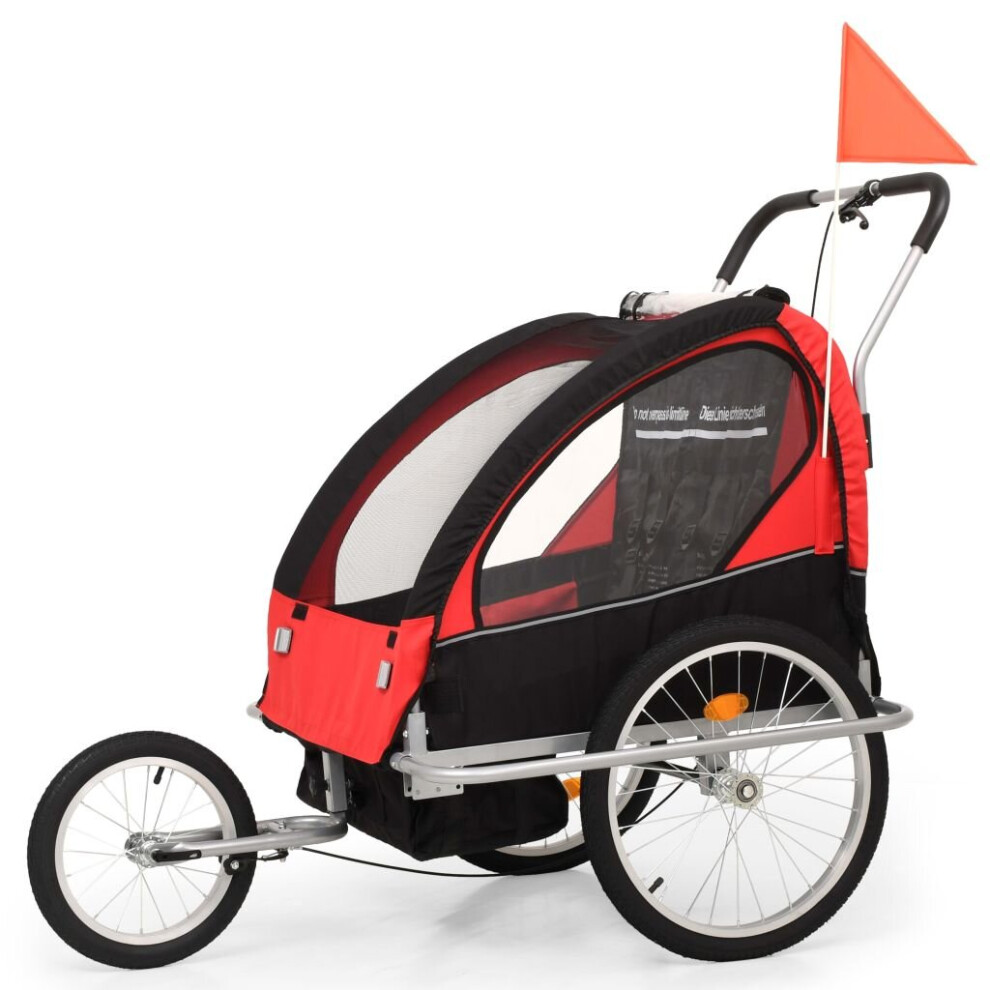 vidaXL 2-in-1 Bike Trailer and Stroller Cargo Bicycle Trailer Black and Red