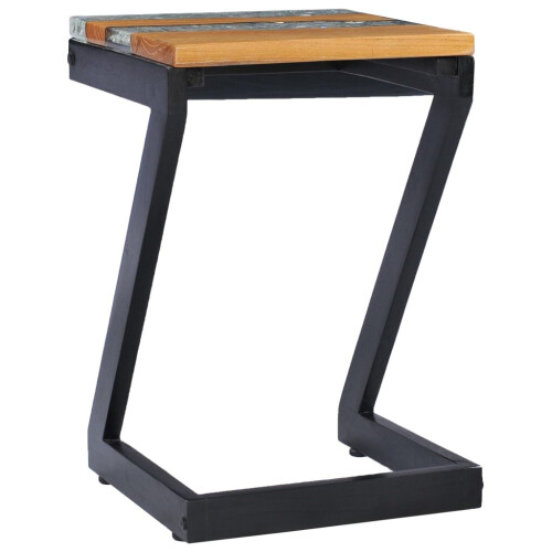 VidaXL vidaXL Solid Teak Wood Coffee Table Z Leg Transparent Polyresin Side Table 1