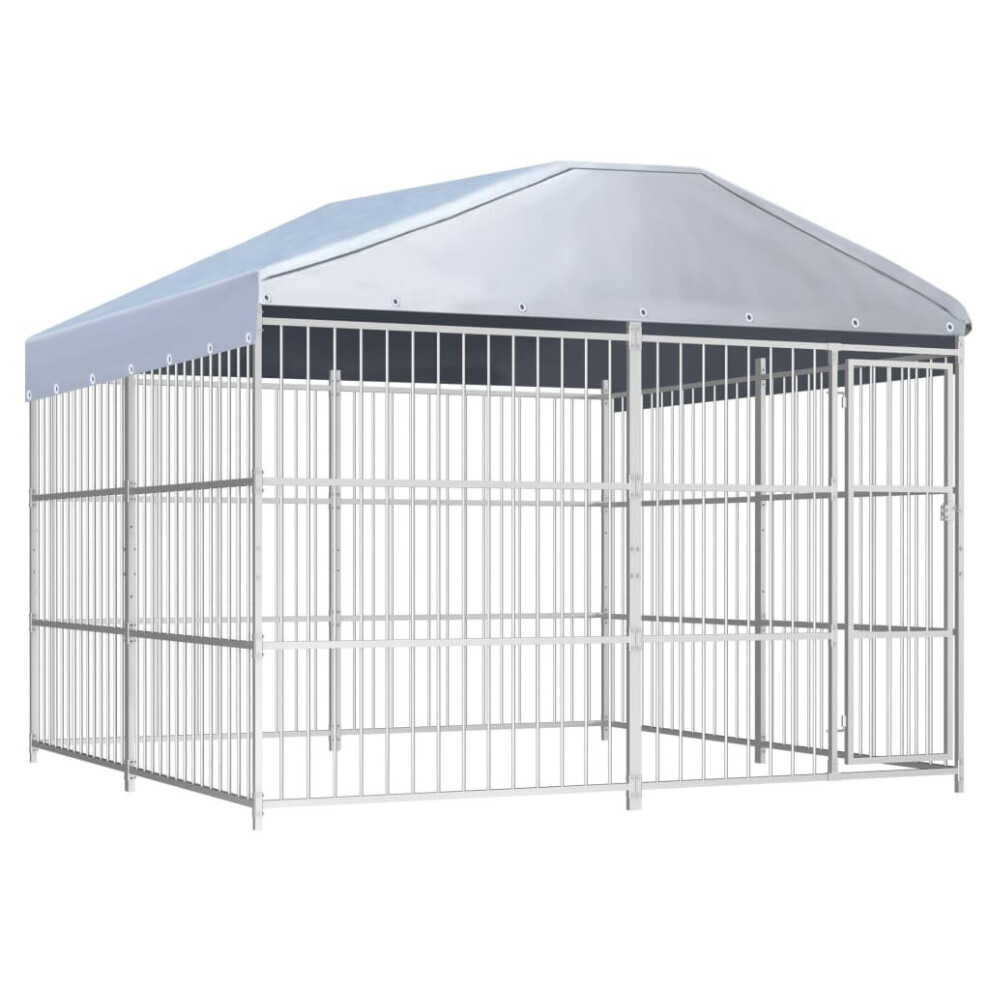 Vidaxl Outdoor Dog Kennel With Roof Lockable Latch System Pet Puppy Cage House