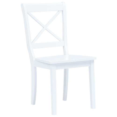 VidaXL vidaXL 2x Solid Rubber Wood Dining Chairs Sturdy White Wooden Kitchen Seating 1