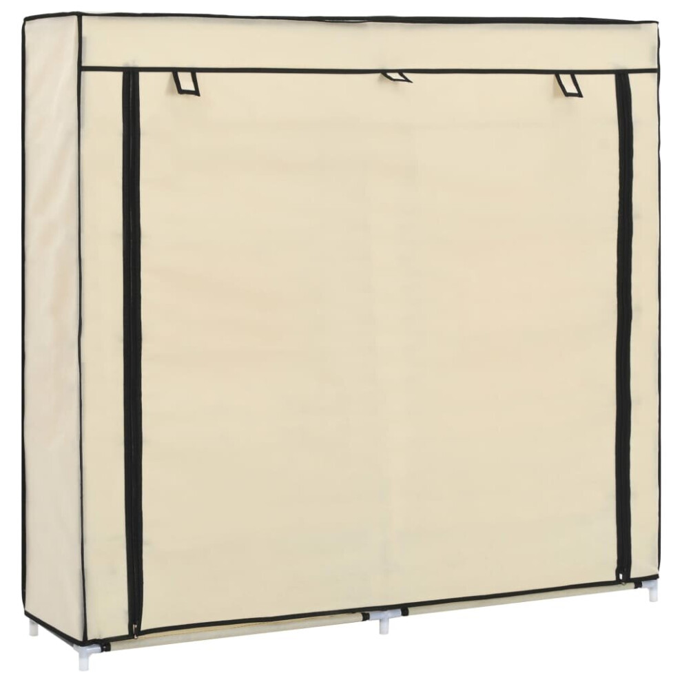 vidaXL Shoe Cabinet with Cover Cream Fabric Footwear Storage Rack Organiser