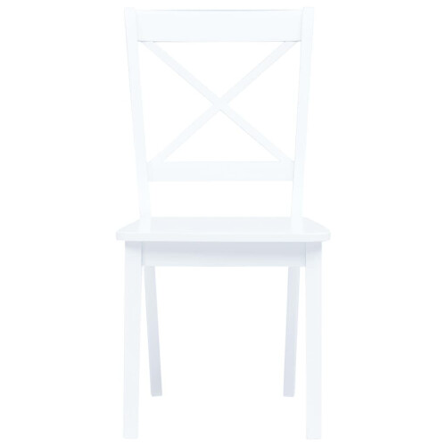 VidaXL vidaXL 2x Solid Rubber Wood Dining Chairs Sturdy White Wooden Kitchen Seating 2
