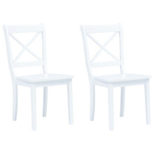 vidaXL 2x Solid Rubber Wood Dining Chairs Sturdy White Wooden Kitchen Seating