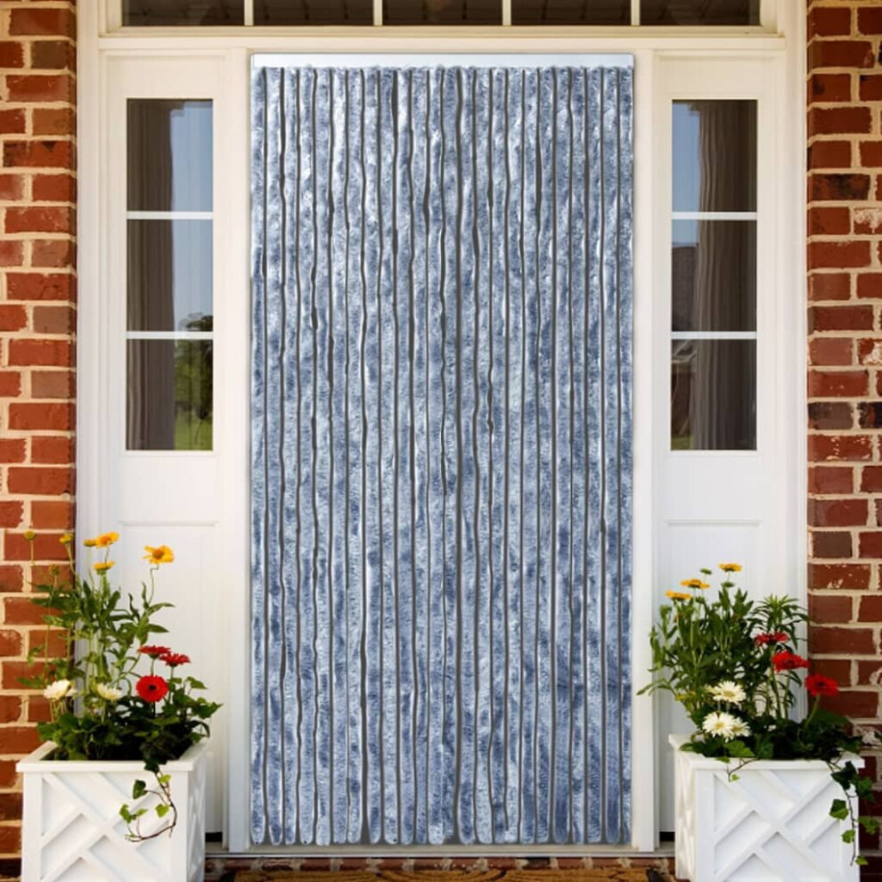 vidaXL Insect Curtain Silver 90x220cm Chenille Mosquito Fly Door Screen Mesh