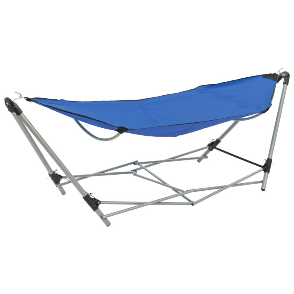 vidaXL Hammock with Foldable Stand Blue Outdoor Portable Camping Travel Bed-image-OPC-P5RTYBX-NEW