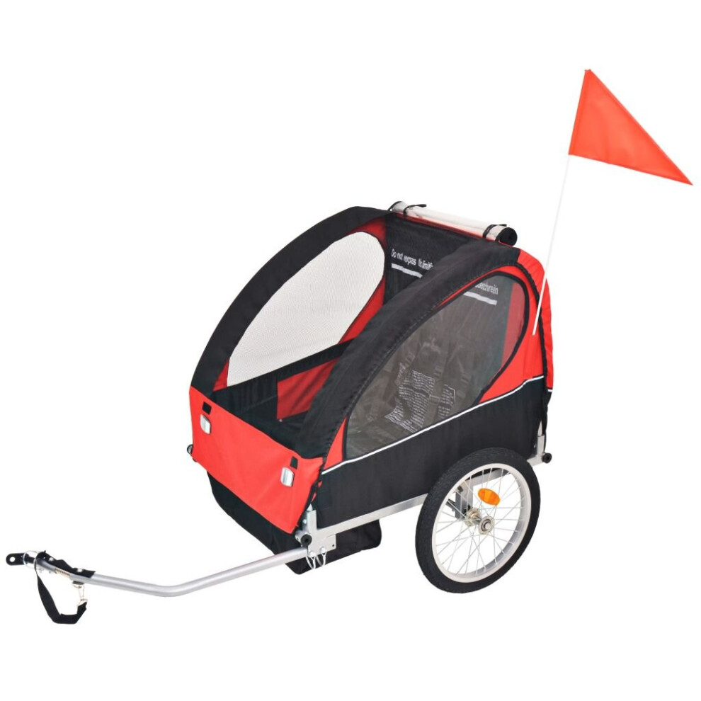 vidaXL Bike Trailer Cargo Bike Wagon Kids Bicycle Trailer Red and Black 30 kg