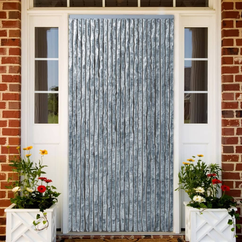 vidaXL Insect Curtain White and Grey 90x220cm Chenille Fly Door Screen Mesh