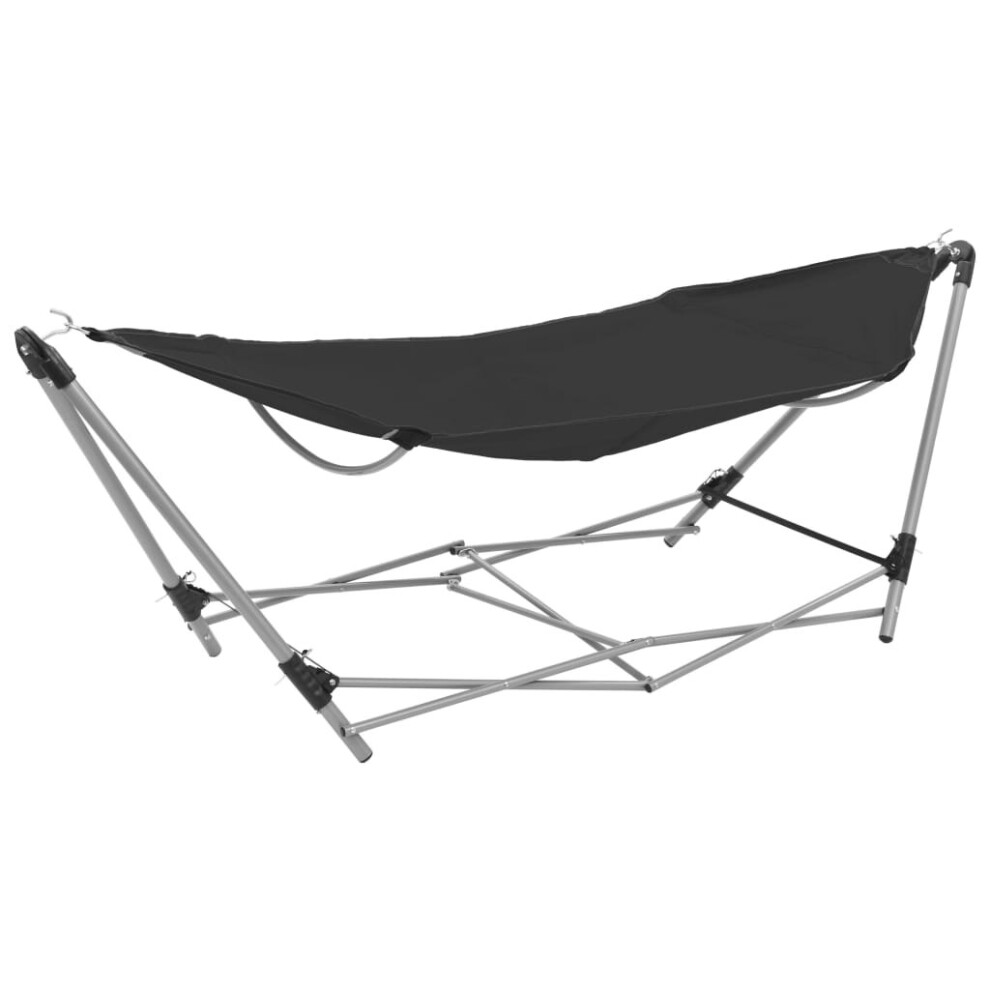 vidaXL Hammock with Foldable Stand Black Outdoor Portable Camping Travel Bed