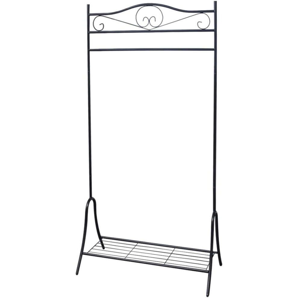 Vidaxl Clothing Rack Black Steel Rail Garment Stand Dress Coat Hanging Holder