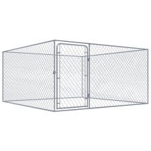 vidaXL Outdoor Dog Kennel Galvanised Steel Animal Cages House Puppy Shelter