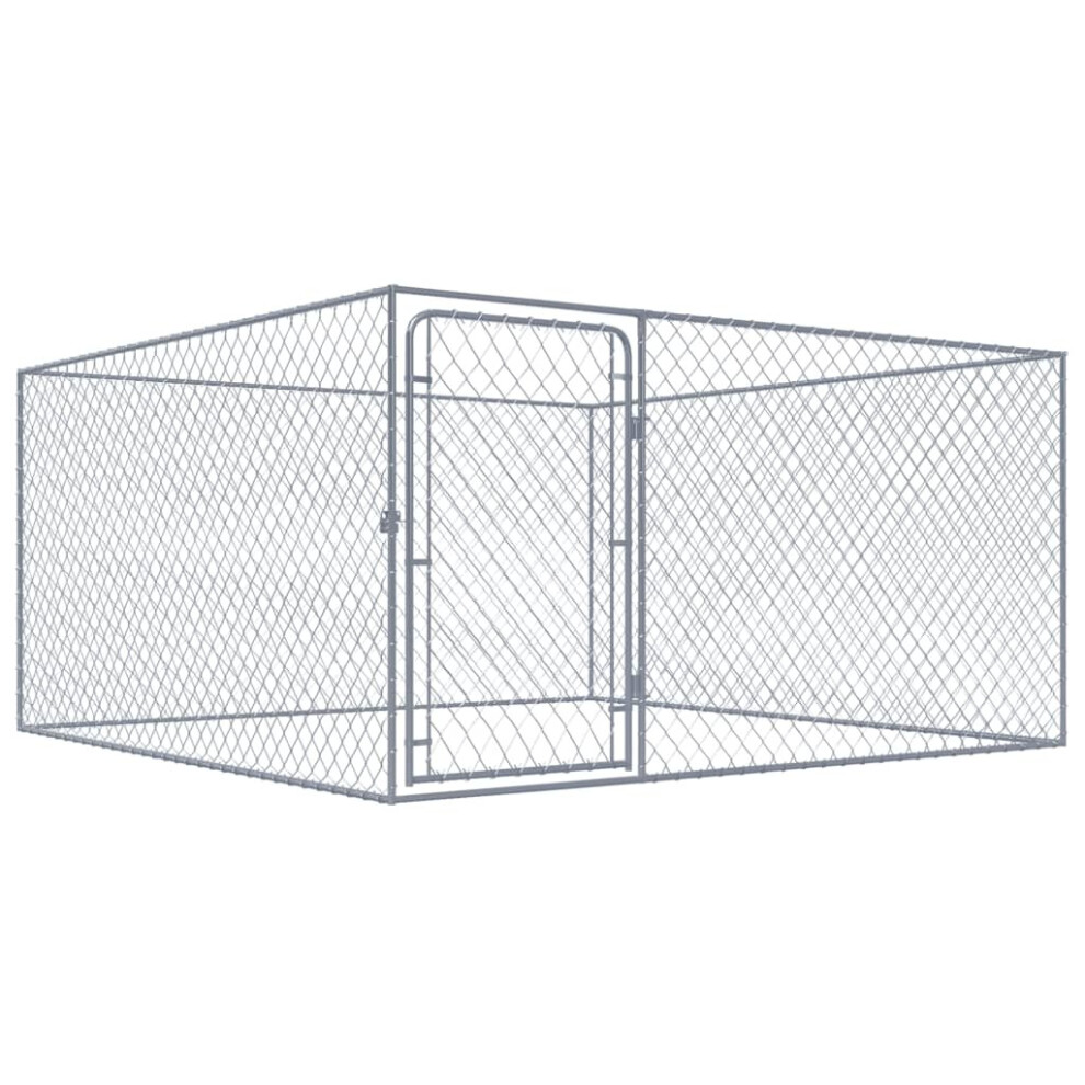 vidaXL Outdoor Dog Kennel Galvanised Steel Animal Cages House Puppy Shelter