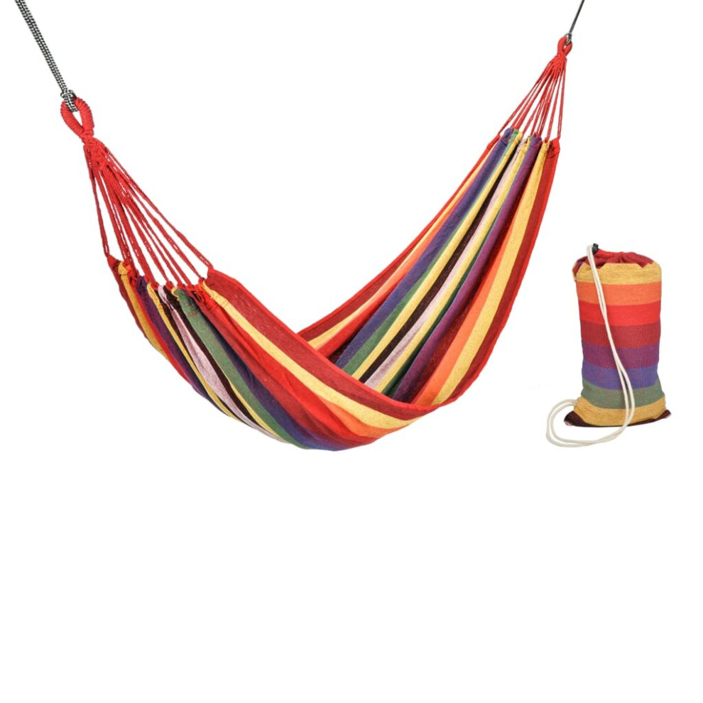 HI Hammock Multicolour 190x80cm Cotton Hanging Hammock Camping Hammock