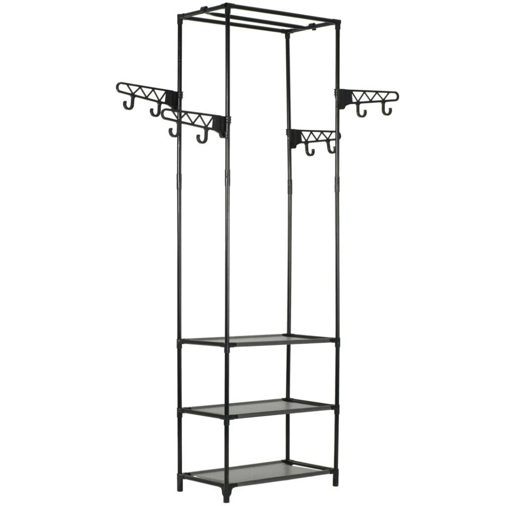 Vidaxl Clothes Rack Steel And Non-Woven Fabric 55X28.5x175cm Black Coat Stand