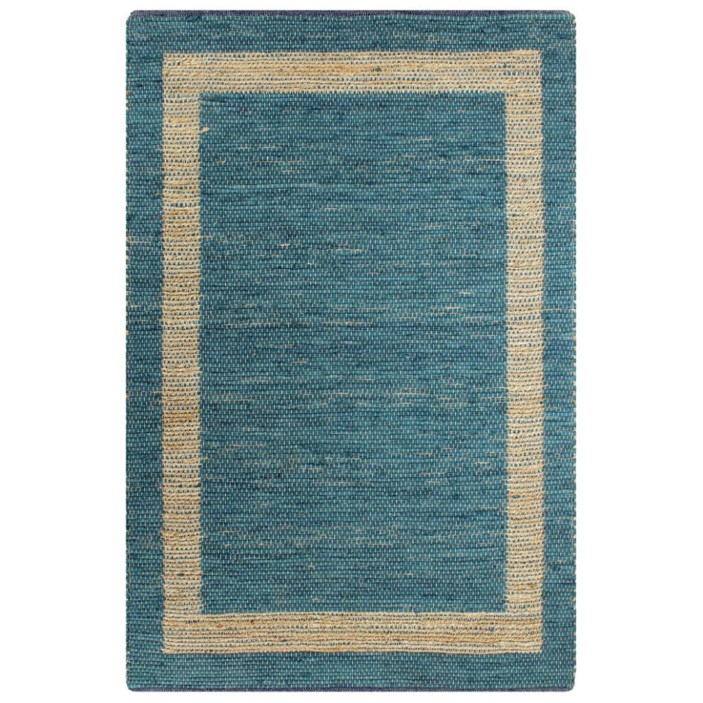 vidaXL Handmade Rug Jute Blue 160x230cm Living Room Flooring Area Carpet Mat