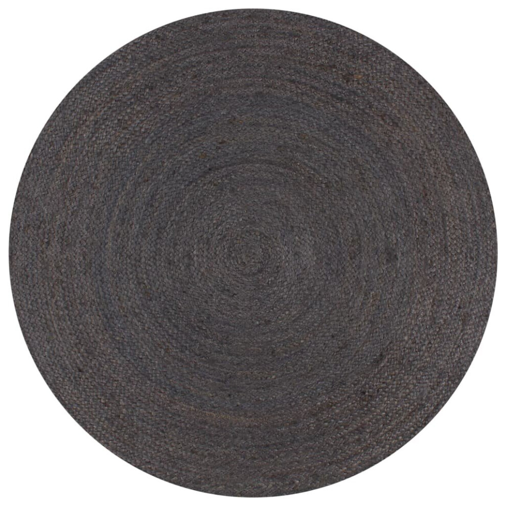 vidaXL Handmade Rug Jute Round 150cm Dark Grey Room Floor Protector Carpet