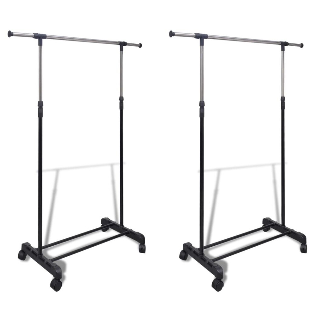 Vidaxl 2X Adjustable Clothes Rack 1 Hanging Rail Garment Stand Hanger Holder