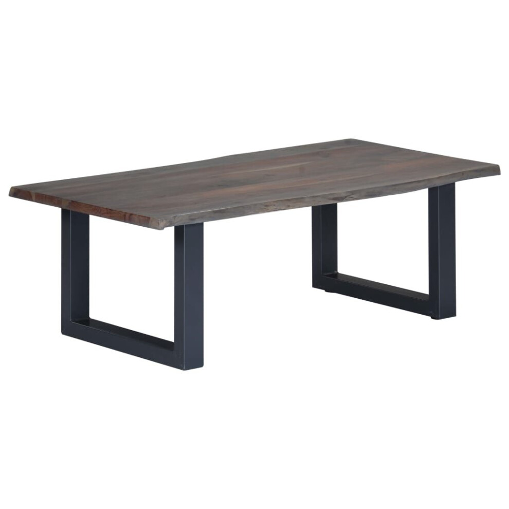 vidaXL Solid Acacia Wood Coffee Table with Live Natural Edges Grey 115cm Log