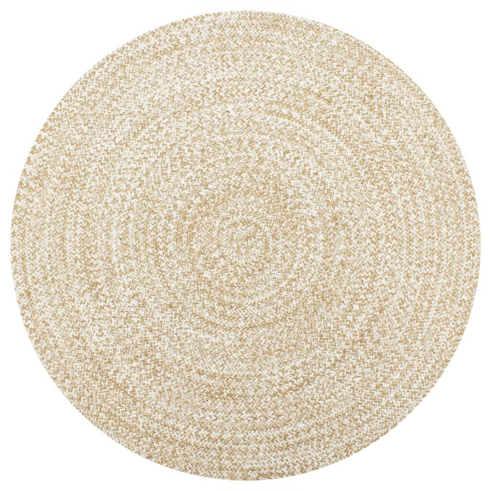 vidaXL Handmade Rug Jute White and Natural 120cm Room Flooring Area Carpet Mat