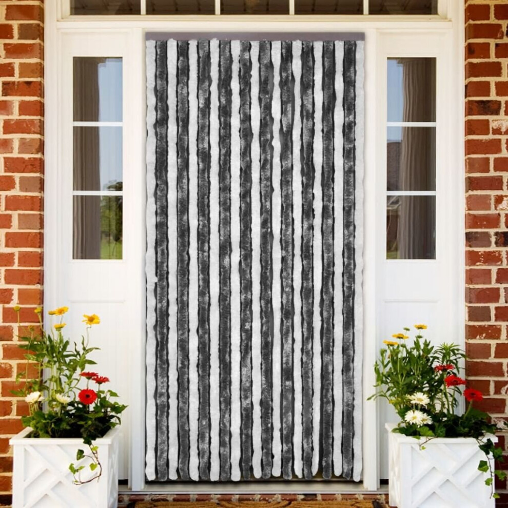 Vidaxl Insect Curtain And 100X220cm Chenille Bug Door Mesh Screen Grey/White