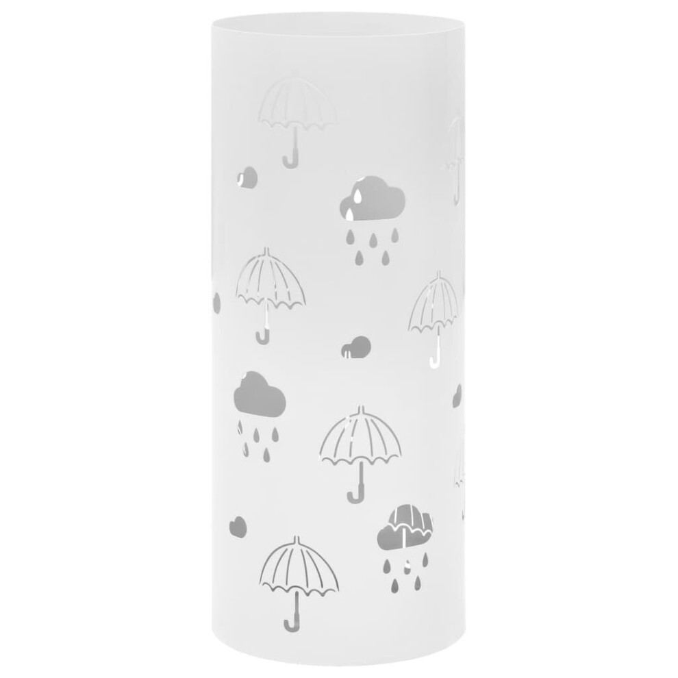 vidaXL Umbrella Stand Umbrellas Steel White Home Office Storage Holder Rack
