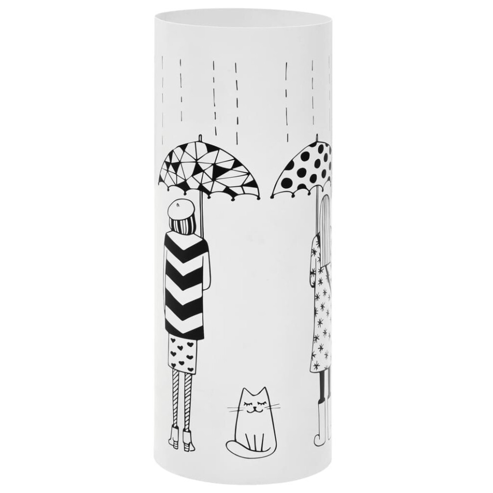 Vidaxl Umbrella Stand Women Steel White Home Office Storage Holder Rack Bin
