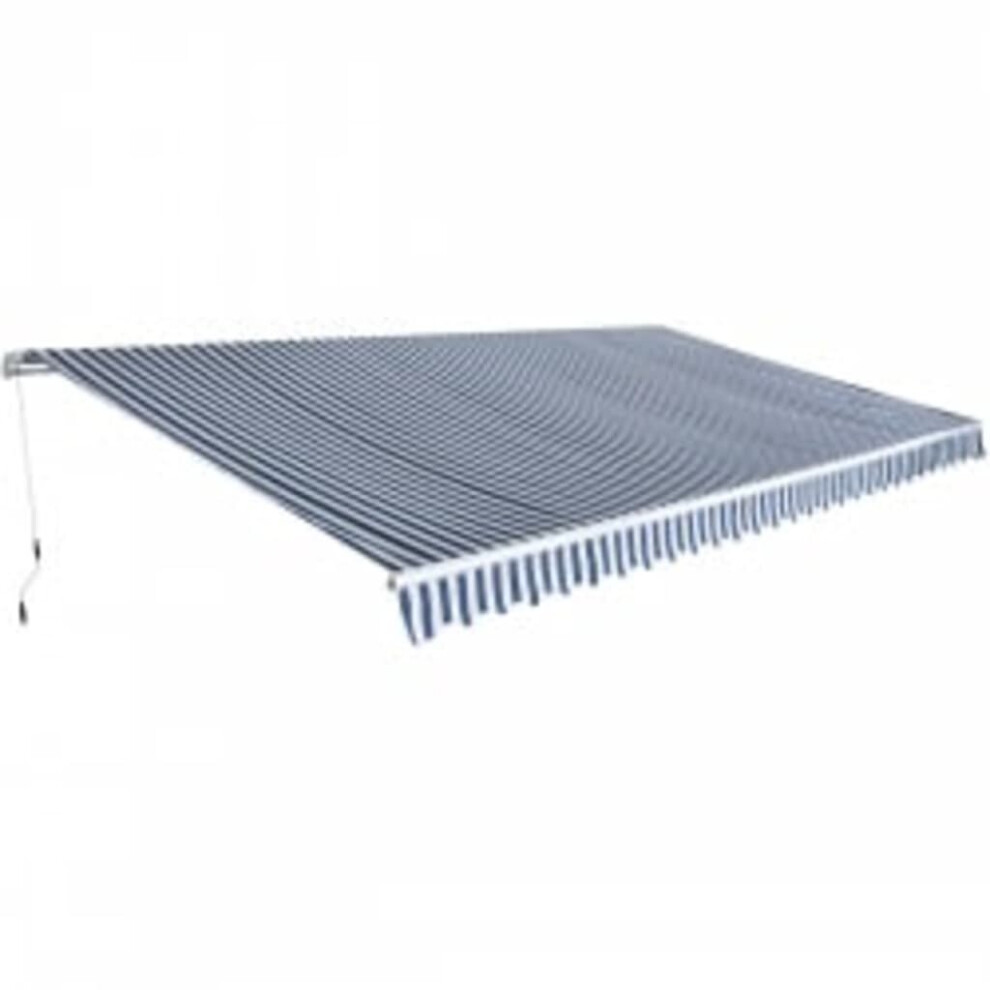 Vidaxl Folding Awning Manual Operated 600Cm Canopy Solar Shade Blue/White