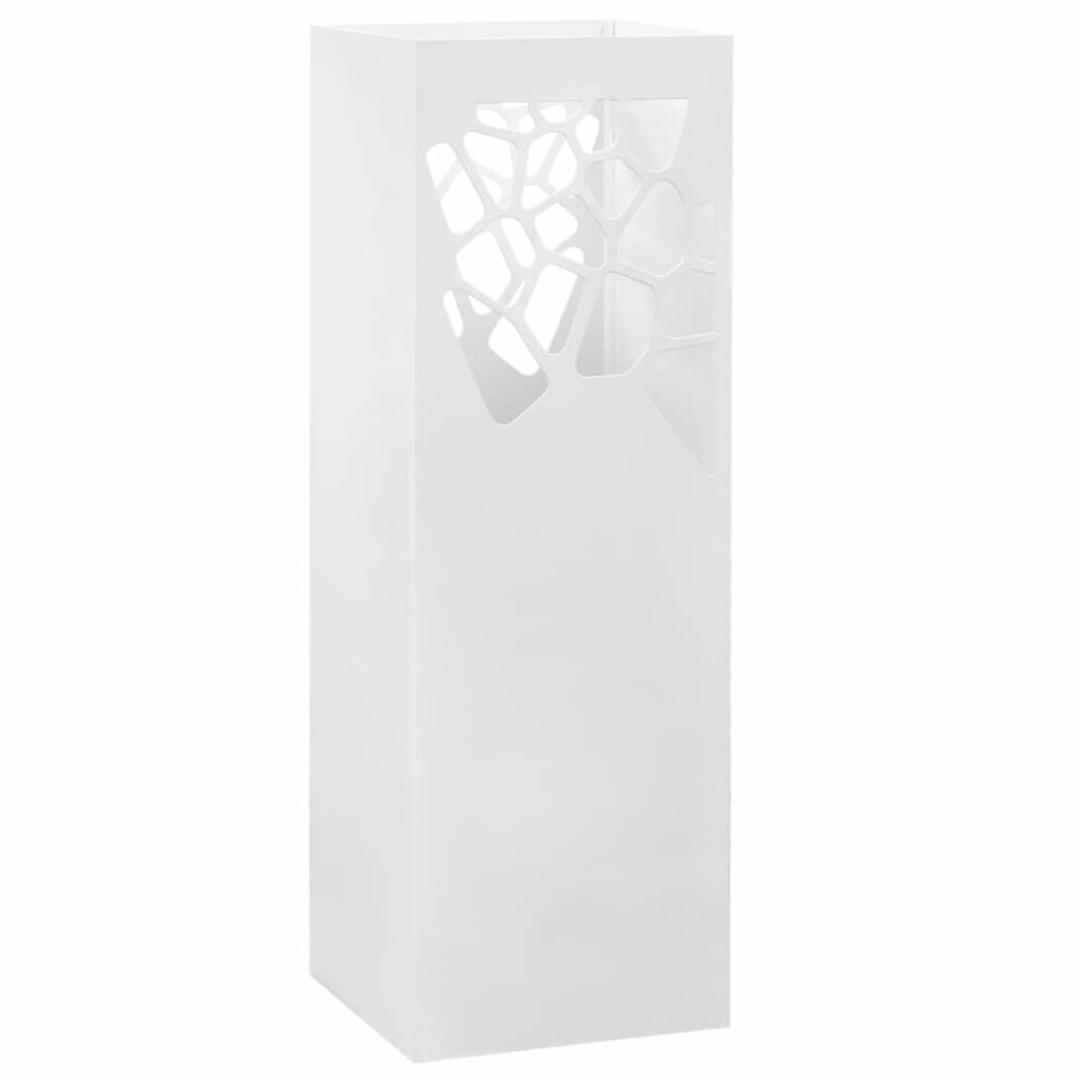 vidaXL Umbrella Stand Stones Steel White Home Office Storage Holder Rack Bin