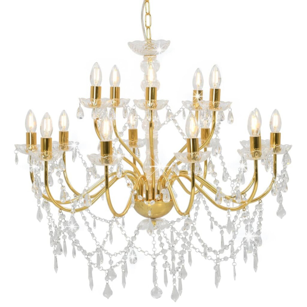 vidaXL Chandelier 2-layer Golden 15x E14 Bulbs Hanging Ceiling Light Lamp