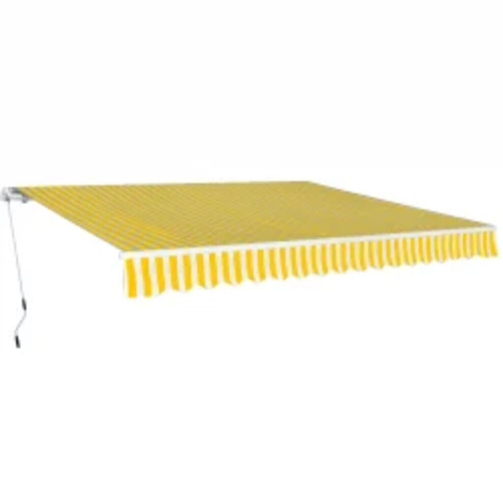 vidaXL Folding Awning Manual Operated 600cm Yellow/White Canopy Solar Shade