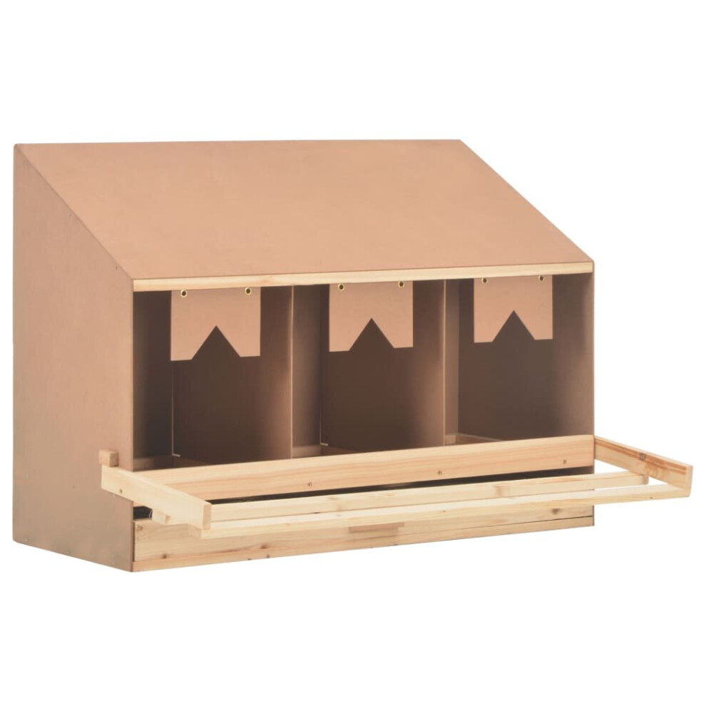 Vidaxl Solid Pine Wood Chicken Laying Nest 3 Compartments Poultry Laying Nest