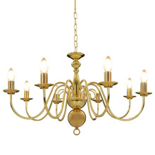 vidaXL Golden Chandelier with 8xE14 Sockets, Ceiling Pendant Lamp 80x45 cm – Living Room Light (281619)