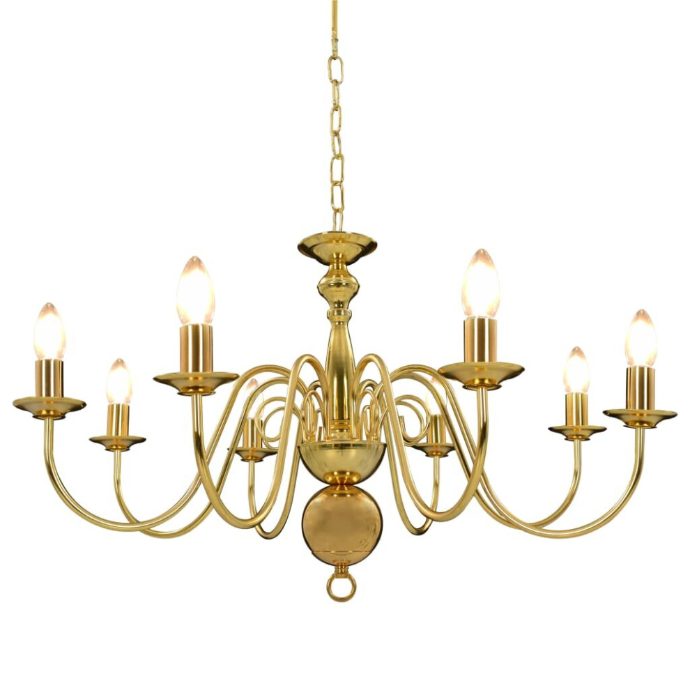 Vidaxl Golden Chandelier With 8Xe14 Sockets, Ceiling Pendant Lamp 80X45 Cm – Living Room Light (281619)