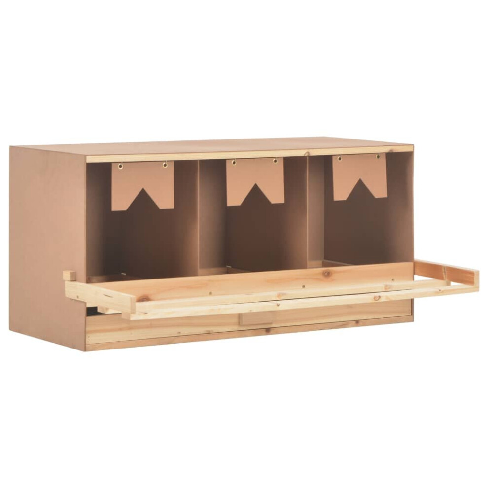 Vidaxl Solid Pine Wood Chicken Laying Nest 3 Compartments Poultry Laying Nest
